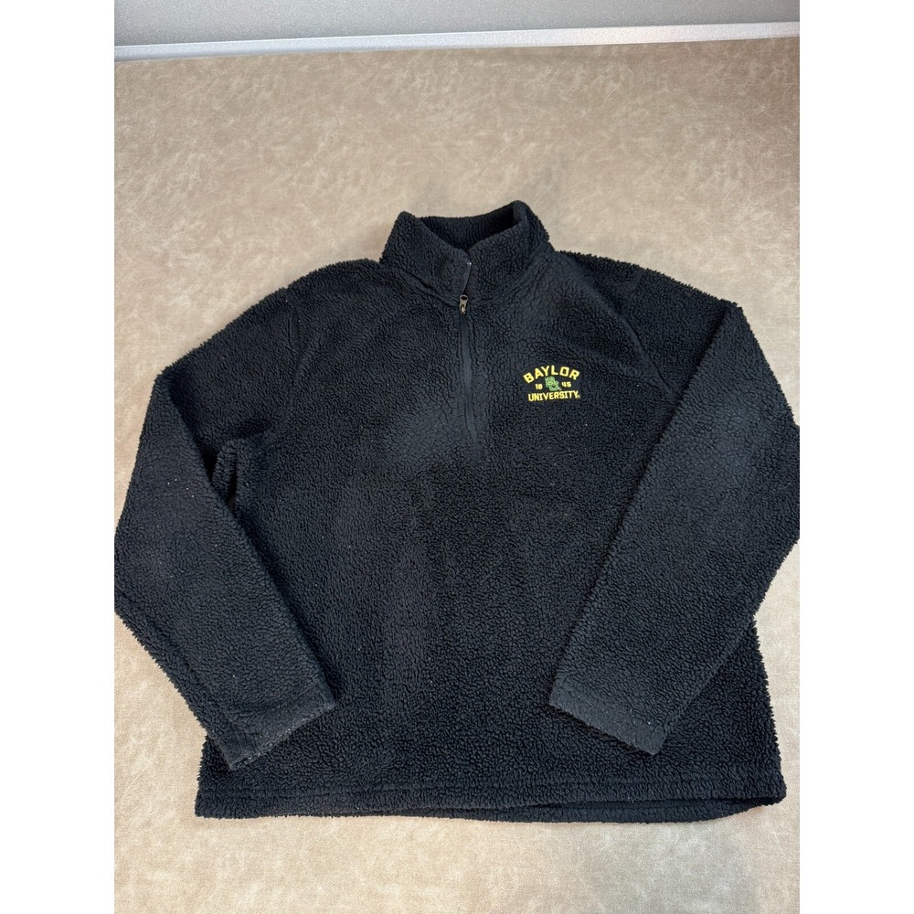 MV Sport Mens Baylor University 1/4 Zip Long Sleeve Fleece Black Sweater‎ Large